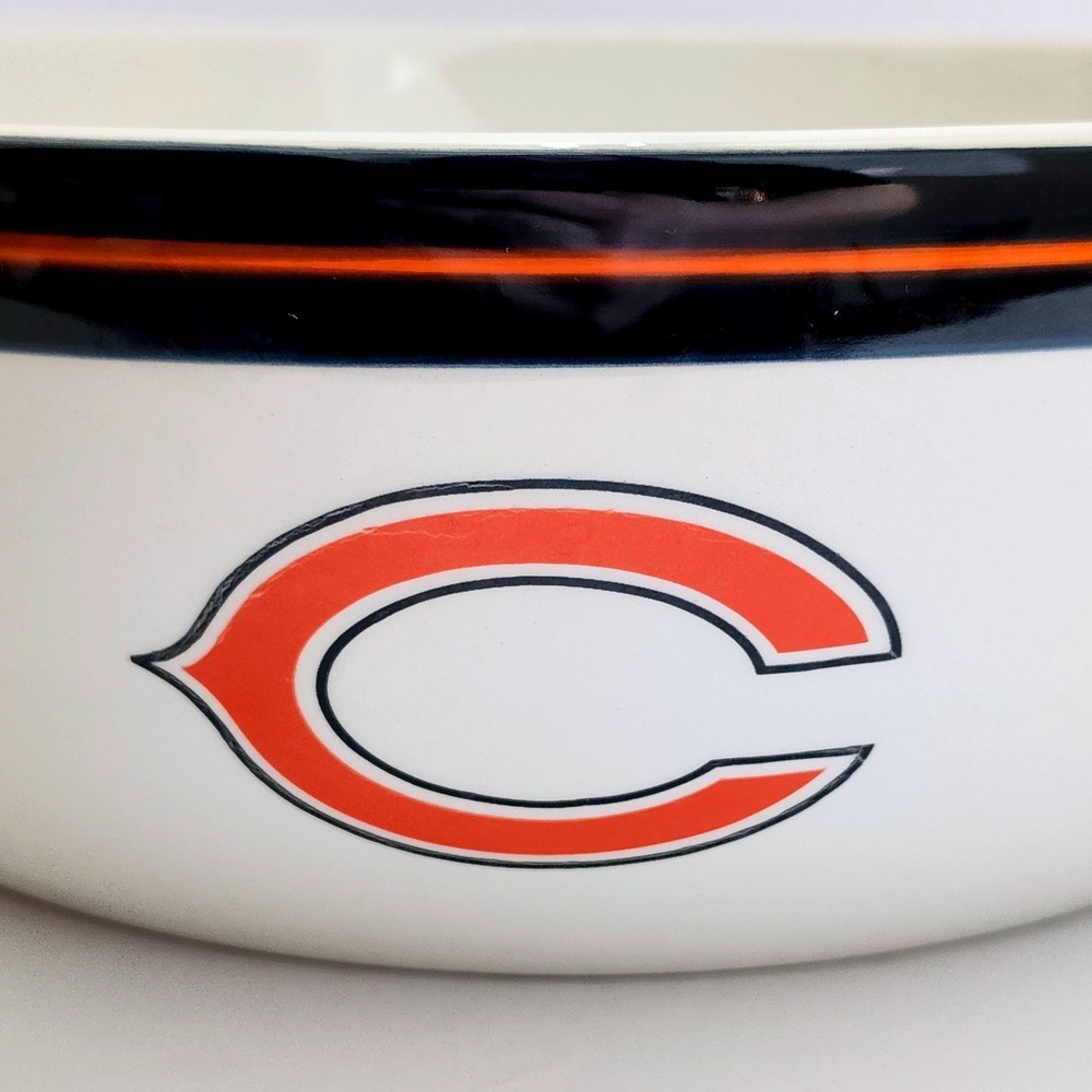 Chicago Bears NFL Ceramic Serving Bowl The Memory Company 2004 Cream Navy Orange - Picture 4 of 8